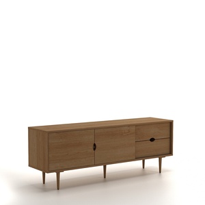 Meuble TV moderne en placage de bois avec finition brun foncé pour salon - Product Image 3