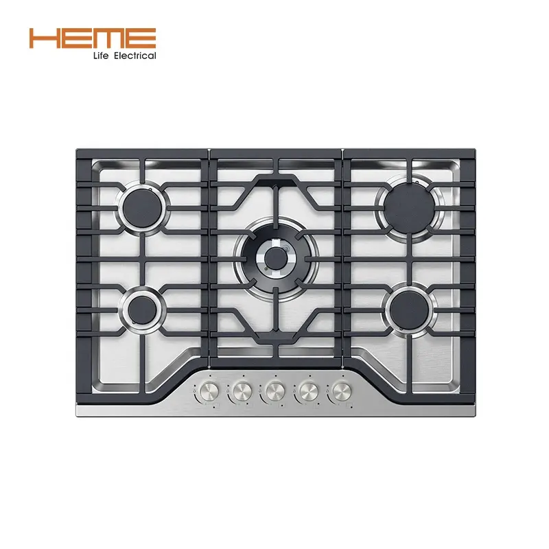 New Design 76 cm Estufa de gas Built in Gas Cooktop Chinese Supplier 5 Burner Gaz Hob For Home Cooking