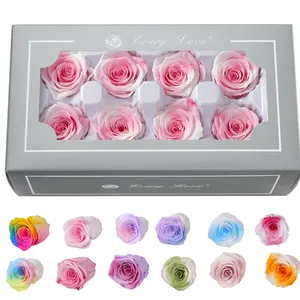 dual colors preserved roses mix triple colors natural real rose flower grade A 4 - 5 cm box order 8 pcs everlasting roses