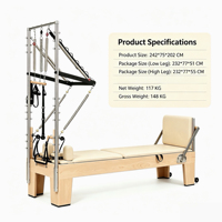 Reformer de Pilates portable et réglable en érable massif, écologique, avec demi-tournebroche pour la maison