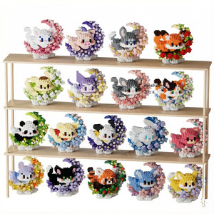 Bloques de Construcción de Animales y Naturaleza al por Mayor, Compatibles con [Marca/Producto] Cartoon Moon Panda K Meow Big Ear Dog, 40 Piezas - Product Image 2