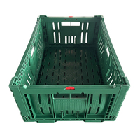 Caixa de Plástico Colapsável Ecológica para Supermercado, Container de Armazenamento Agrícola Empilhável e Dobrável