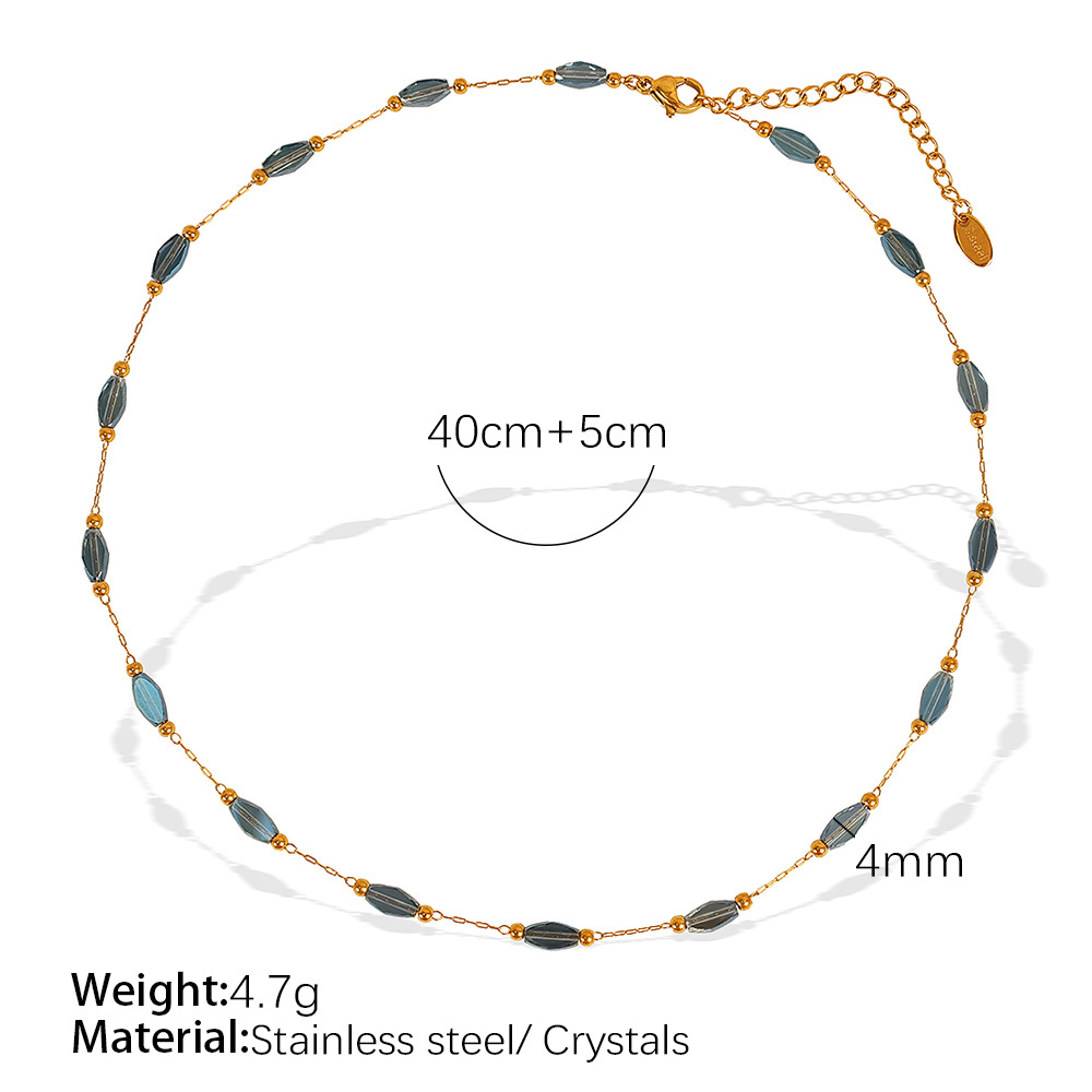 Collar XL248 de Oro con Cristal Azul