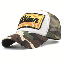 Gorra Trucker Retro con Bordado de 'The Indian', Gorra de Béisbol de Malla Transpirable con Efecto Desgastado