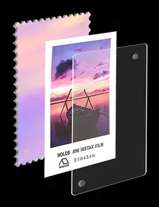 FujiInstaxミニフィルムおよびポラロイドフィルム用の2x3、6パック虹色のアクリル冷蔵庫用マグネット額縁