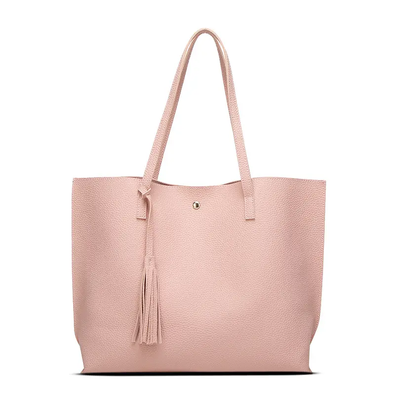 Custom Manufacturer Pink Large Size PU Leather Tote Bags For Women