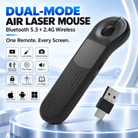 Souris Air sans fil multifonction avec télécommande de présentation et pointeur laser rouge BT 5.3 USB pour PowerPoint, bureau, enseignement, Mac, PC