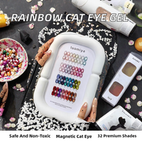 Vernis Gel Magnétique Effet Œil de Chat 32 Couleurs Arc-en-ciel, Brillant, pour Manucure Française DIY, Séchage UV/LED, en Bouteille