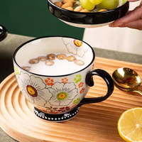Nouvel arrivage Ensemble de vaisselle de restaurant au design de luxe à bord noir, assiettes, bol, cuillère, ensemble de vaisselle de cuisine en céramique