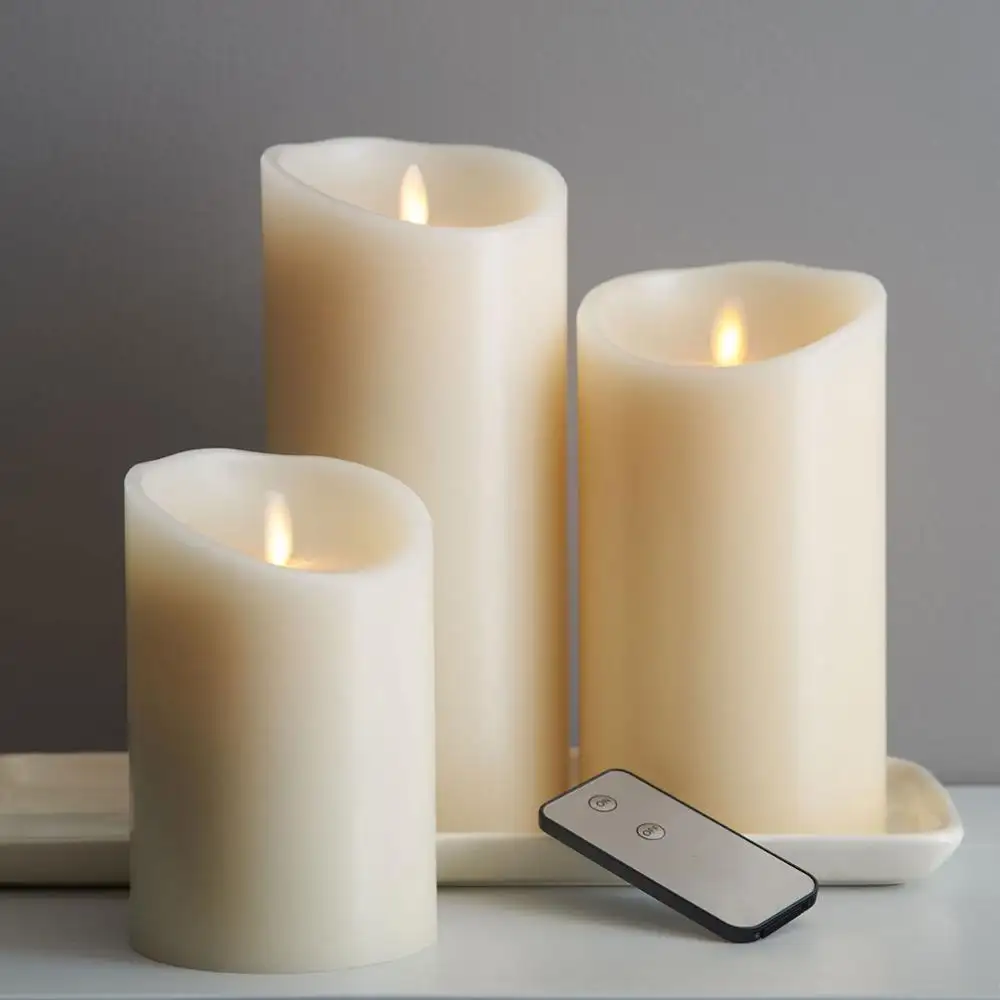 Set of 3 dancing flame battery operated flickering flameless led candles
