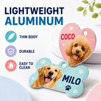 Plaque d'identification personnalisée en aluminium pour collier ou harnais de chien, avec photo, couleur intégrale, double face, légère, imprimée sur mesure