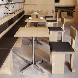 Moderno China Mcdonald cuero madera cuadrado restaurante muebles Banco cabina asiento Mesa silla conjunto cómodo para Pizza café - Product Image 1
