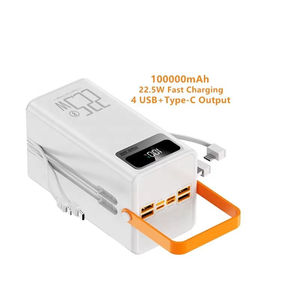 Dış Mekan Ultra İnce Taşınabilir Yüksek Kapasiteli PD 22.5W Hızlı Şarj 100000mAh Powerbank Dahili 2 Kablo LED Işıklı Çoklu Portlu - Product Image 2