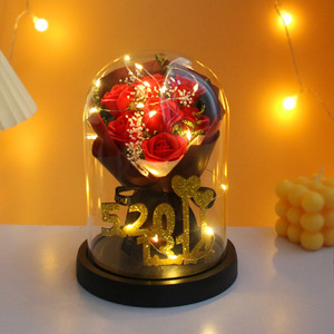Cadeau de la Saint-Valentin, du Nouvel An chinois, bouquet de roses recouvert de plastique, cadeau d'anniversaire, confession pour petite amie, cadeau écologique, LED nocturne - Product Image 2