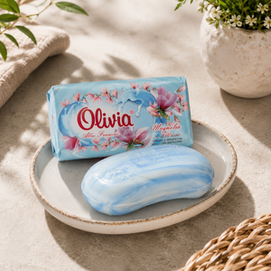 Mallow Scented Moisturizing Bar <b>Soap</b> with Glycerin Lanolin Vitamins A and E for Hand and Body Care 140 g Olivia - Product Image 2