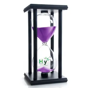 HONGhao moderno ampulheta areia timer alta borosilicato vidro areia relógio ambientalmente amigável madeira frame clássico areia timer