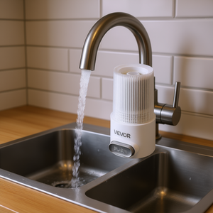 Filtre à eau pour robinet Vevor, purificateur d'évier de cuisine, type à pression, plastique blanc, design minimaliste rond - Product Image 2