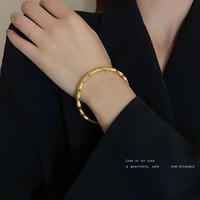 Bracelets minimalistes ywly en acier inoxydable plaqué or 18 carats, bijoux étanches, bracelets en bambou