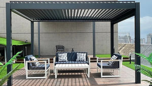 Pérgola de aluminio personalizada <span class=keywords><strong>para</strong></span> jardín, terraza exterior, balcón, persiana eléctrica, techo, impermeable, <span class=keywords><strong>precios</strong></span> de fábrica, naturaleza tratada a presión - Product Image 4