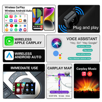 Adaptateur sans fil Android Auto et CarPlay ultra-mini 2 en 1, WiFi 5,8 GHz, Bluetooth 5,4, connexion automatique en 3 à 5 secondes, câble d'extension USB-C/USB-A