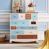 Commode à cinq ou six tiroirs en bois massif de style américain, peinte à la main, vieillie, mobile, meubles de maison