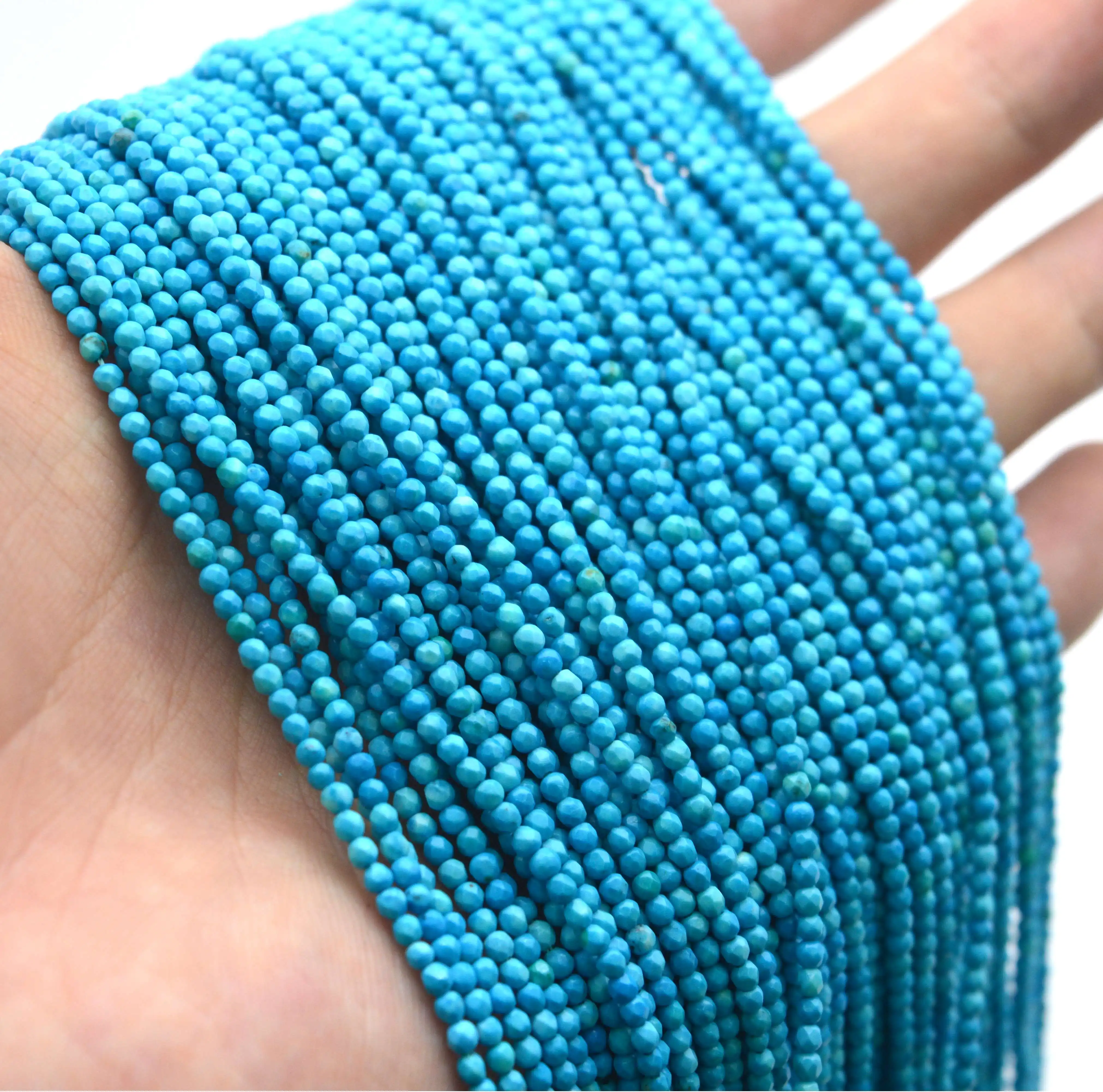2/3/4/6/8/10/12mm Turquoise bleue perles de turquoise à facettes perles rondes perles en vrac pour la fabrication de bracelets