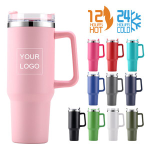 Logo personnalisé 40oz Tasse à bière réutilisable pour l'extérieur Tasse à café de voyage isolée en acier inoxydable avec poignée et couvercle - Product Image 1