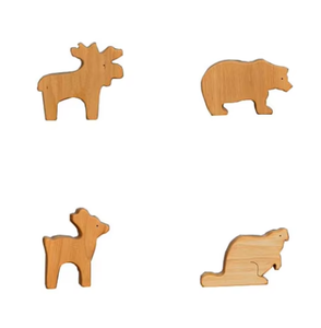 Jouets en bois mignons et vierges sur le thème des animaux de la forêt Montessori : Lévrier, <span class=keywords><strong>renard</strong></span>, blason, ours – Jouet pour tout-petits - Product Image 2