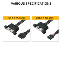 Dual Usb 3,0 montaje en panel tipo a hembra a Ide 20 pines placa base encabezado montaje en panel Cable de datos