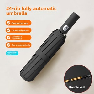 12-Rib Fiberglass <b>Frame</b> Umbrella – Fully Automatic Open/Close, Black Coated UV Protection, Rain & Sun Umbrella – Strong, Lightwe - Product Image 5