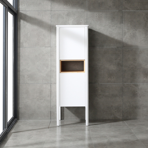 Minimalist Narrow White Freestanding Bathroom Storage Cabinet Wooden Linen Cabinet for <b>Small</b> Bathroom Storage Organizer - Product Image 1