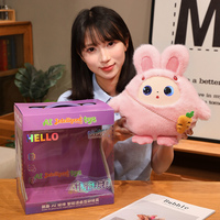 Peluche IA Intelligente Lapin Elfe, Interactif Vocal 66 Langues, Yeux LED Lumineux, Mignon et Moelleux, Breloque de Sac