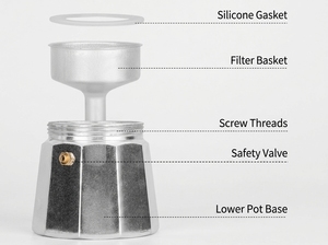 Cafetera <span class=keywords><strong>Moka</strong></span> de Aluminio para Estufa Cafetera Italiana para Espresso de 1-6 Tazas - Product Image 4