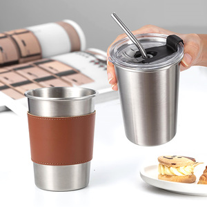 แก้วกาแฟสแตนเลสพกพา DF350 ขนาด 350 มล. พร้อมปลอกหนัง ป้องกันความร้อน ราคาถูก ผลิตในจีน ขายส่ง - Product Image 3