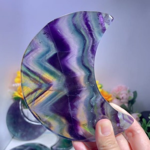 Wholesale Bulk Hot Sell Colorful Fluorite Moon rainbow Caving Crystal Crafts for Gift & Decoration