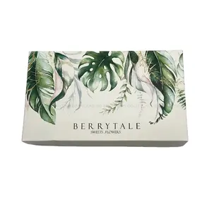 Novo design luxo branco verde atacado personalizado logotipo design papel presente embalagem tampa e base caixa para chocolate