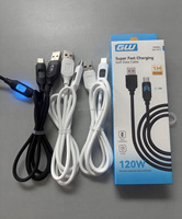 Cable USB Tipo C 6A de Carga Súper Rápida, Cable de Silicona Suave con Indicador LED de 1M, Cable de Datos para Todos los Teléfonos Android