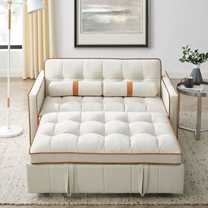 Sofá Cama de Tela de Estilo Italiano Moderno, Plegable, de Esquina Recta, Mueble de Doble Uso para Apartamentos Pequeños, Sala de Estar y Hogar - Product Image 1