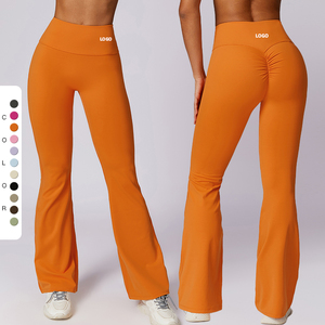 <span class=keywords><strong>Pantalon</strong></span> évasé européen et américain à sensation de nu Leggings de sport décontractés de danse plissés à <span class=keywords><strong>taille</strong></span> <span class=keywords><strong>haute</strong></span> - Product Image 1