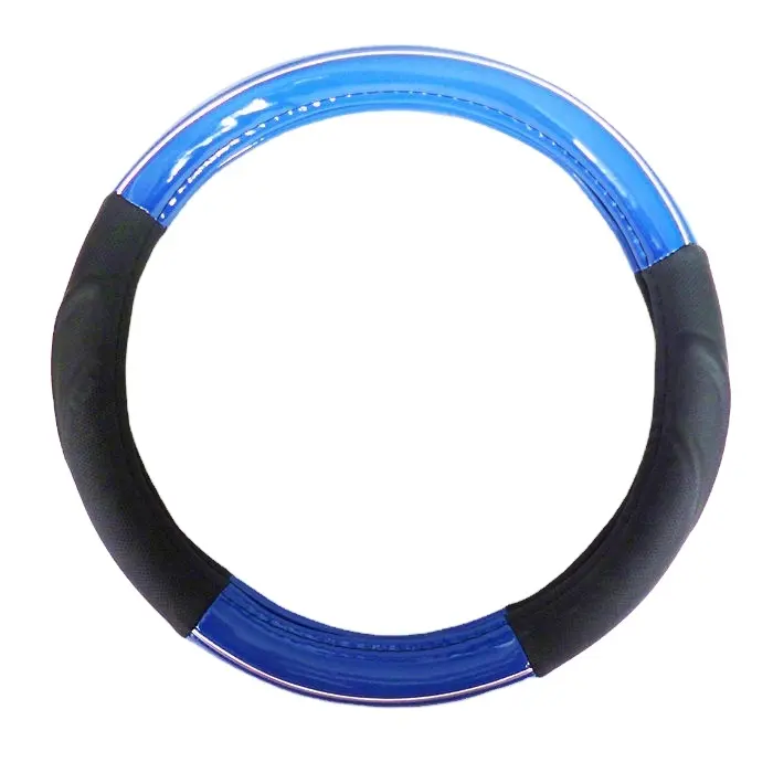 universal black dot leather blue bright leather four section splicing steering wheel cover car steering wheel cover