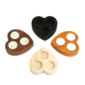 Heart Shaped <b>Wood</b> Candle Holder 3 Hole For Home Decoration Wedding - Product Image 4