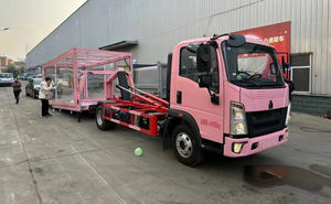 <span class=keywords><strong>Remorque</strong></span> HOWO rose accrocheuse à plateau entièrement rabattable avec caisse transparente pour le transport de voitures - Product Image 2