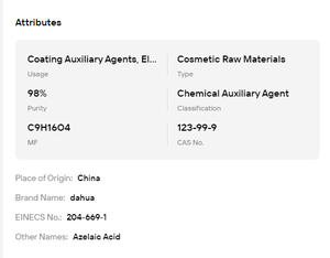 98% Azelaic Acid CAS 123-99-9 Cosmetic Grade <b>Crystal</b> Powder Anti-acne Soothing Skin Whitening Raw - Product Image 6