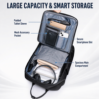 Sac à dos pour ordinateur portable durable avec logo personnalisé, 15,6 pouces, imperméable, léger, fin, pour hommes et femmes, idéal pour les voyages et le bureau
