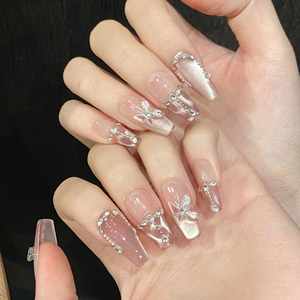 <span class=keywords><strong>Uñas</strong></span> Acrílicas Hechas a Mano Estilo Francés con <span class=keywords><strong>Mariposas</strong></span> Rosas, 10 Piezas, <span class=keywords><strong>Uñas</strong></span> Postizas al por Mayor, <span class=keywords><strong>Uñas</strong></span> <span class=keywords><strong>de</strong></span> <span class=keywords><strong>Diseño</strong></span> para Presionar - Product Image 2