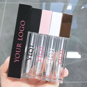 low moq gold white black pink clear frosted empty lipgloss tubes custom logo square lip gloss tubes