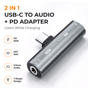 Nouvel <span class=keywords><strong>adaptateur</strong></span> répartiteur USB-C Plug & Play pour usine, avec prise casque 3,5 mm et charge rapide Type-C PD 60W, puce AB136, en alliage d'aluminium, vente en gros - Product Image 2