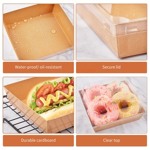 Empaquetado de pastel y <span class=keywords><strong>sushi</strong></span> de papel de tamaño personalizado de alta calidad Sándwich de comida rápida y para caja de rollo suizo con tapa de PET transparente - Product Image 3
