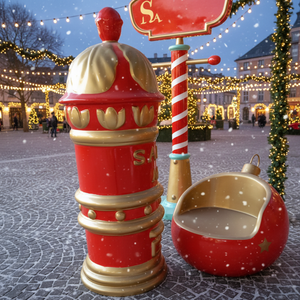 Boîte aux lettres géante interactive de Noël en fibre de verre de 170 cm, taille réelle, pour centre commercial, décoration de Noël - Product Image 2