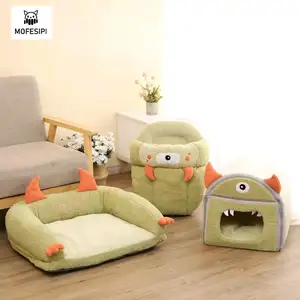 Haute qualité confortable apaisant chaud canapé lit pour animaux de compagnie la série Monster nid pour animaux de compagnie court en peluche chat canapé chat chenil maison